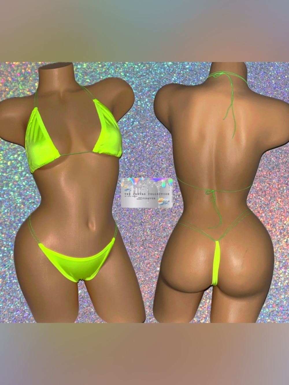 EXOTIC DANCEWEAR: Neon Green 2 Piece Bikini piece Set